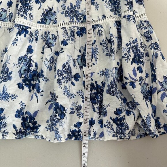 Cupcakes and Cashmere Tiered Midi Skirt White Blue Floral Cottagecore Large - Picture 7 of 11